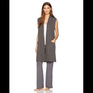NATORI CLOUD PEUTER GREY SLEEVELESS CARDIGAN